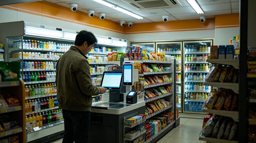 顾客在无人店自助选购并完成结算